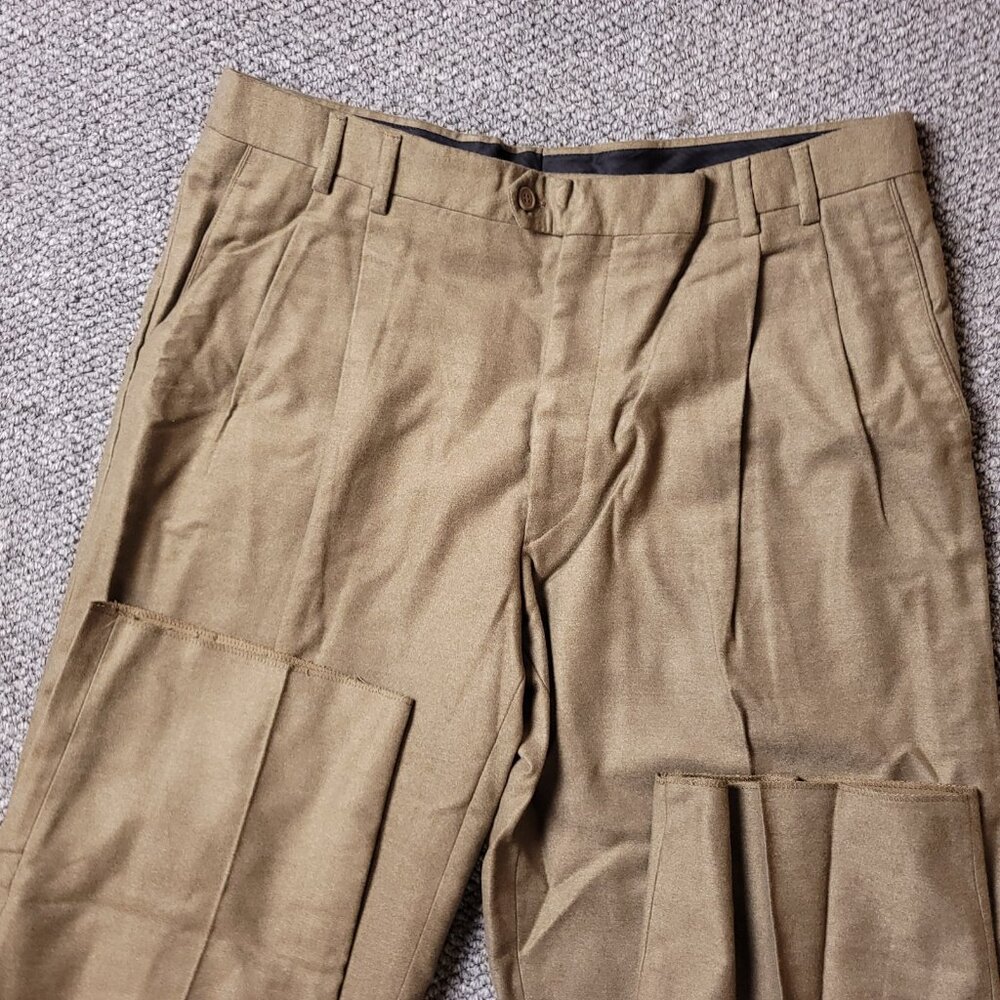 Jhane Barnes Dress Pants Mens 36 x37 Tall Pleated Viscose Polyester Italy Beige